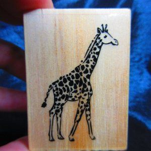 Giraffe Wood Mounted Stamp 2" X 1.5"